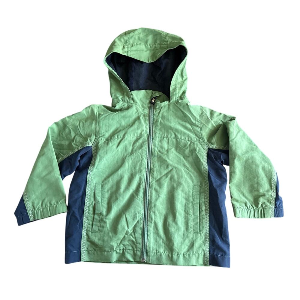 Lands' End Kids Rain Jacket in Green and Navy Blue Size Small / 4